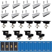 RYAN Solarpanel-Halterung Kit – 12 Cm Schienen, Schwarz Eloxiert, Verstellbare End- & Mittelklemmen 30-35 Mm – Für Flachdächer, Trapezdächer & Eisendächer – Inkl. Schrauben & Distanzstücken