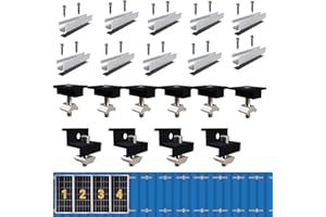 Solarmodul Halterung Kit 12cm und Zubehör Schwarz Eloxiert 30-35mm Verstellbar,Halterung für Solarmodule,Für Solarpanel Halterung,Trapezblech Flachdach Montage PV Befestigung Set