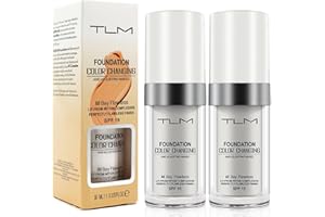 LEMAYMAY TLM Colour Changing Foundation, Flawless Color Changing Warm Skin Tone Foundation for Mature Skin, Waterproof Naturally Blends Moisturizing Foundation Makeup Base Nude Concealer Full Coverage SPF 2Pcs