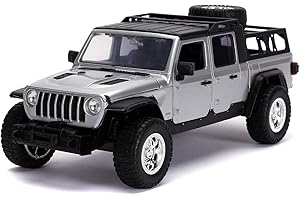 Jada Toys 253203055 Fast & Furious 2020 Jeep Gladiator F9, model tuningu samochodu w skali 1:24, otwierane drzwi, maska silnika i bagażnik, wolny bieg, szary