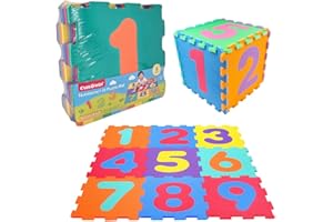 DANIEL JAMES HOUSEWARES Daniel James Number Foam Mats - 9-Piece Interlocking Puzzle Mat with Pop-Out Numbers 1-9 for Baby, Toddlers & Kids - Soft EVA Foam Play Mat for Home, Nursery & Play Room - 91.5cm x 91.5cm
