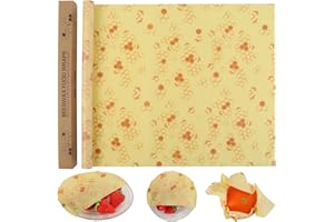 GmeDhc 1 Rollo 33 × 100 cm Papel Encerado, Envoltorio Cera De Abeja, Papel Encerado para Alimentos, Sándwich,Queso,Frutas etc.Reutilizable Envolver, Lavables