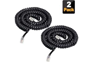 HAWAKA Telefonkabel, RJ9 (4P4C) Telefon Spiralkabel, 6Feet Telefonkabel Kabel für Festnetz-Telefon des Home Office, Verbinder weiß gewickelten Telefonhörer Kabel