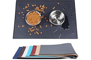 VIVAGLORY Mata na Jedzenie dla Psów, Mata do Karmienia dla Kotów i Psów, Wodoodporna, Antypoślizgowa, Silikonowa Taca na Miskę z Podniesionymi Krawędziami, czarna, L (60x40cm)