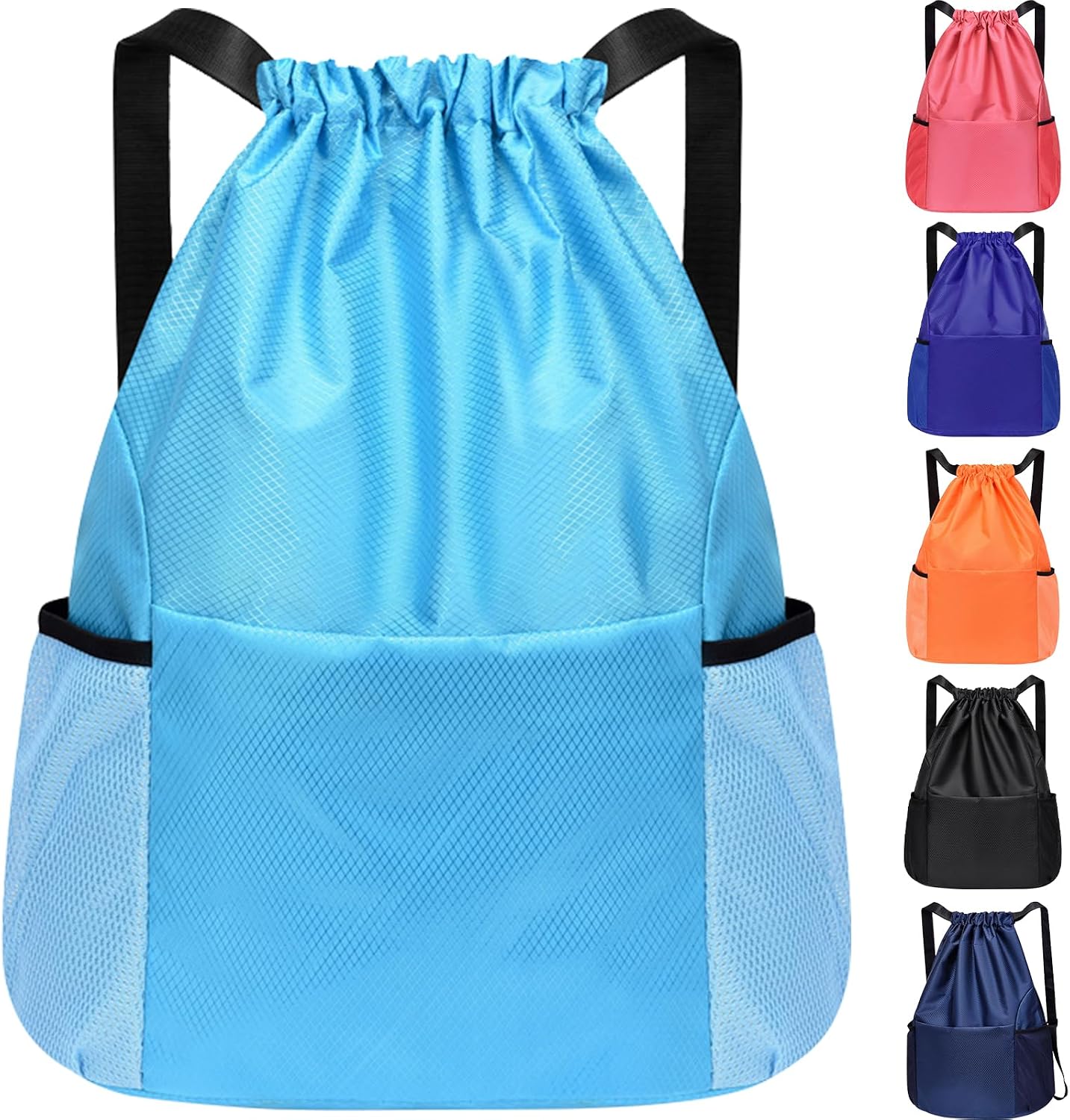 InfiniZer Sports Drawstring Bags Waterproof Swimming Bag for Kids Adults Unisex Large Capacity Foldable Gym Bag for Swimming Gym School Travel Hiking