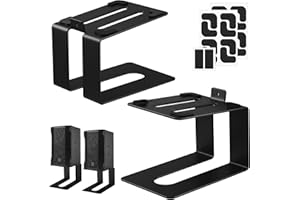 Faankiton 2PCS Desktop Speaker Stands, Thickened Desk Audio Stands Support up to 20kg Each, Carbon Steel Speaker Stand, Heavy Duty Metal Speaker Riser with Anti-Vibration Pads 5°Tilt for Optimal Sound