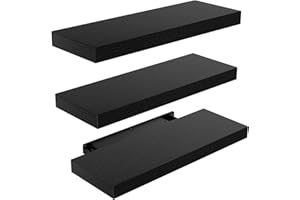 STOREMIC Wandregal schwarz, Regale für die Wand 3er-Set, Wandregal schwarz belastbar bis zu 10 Kg, modern DekoAusstellungsregale für mehr Platz L40 x B14 cm cm für Badezimmer, Büro, Wohnzimmer