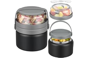 MAISON HUIS Thermos per Alimenti 250 ml, Contenitore Termico per Alimenti Caldi, Porta Merenda Thermos Pappa Acciaio Inossidabile con Cucchiaio, Portavivande per Zuppa, Pasta