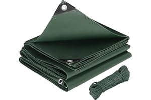 Laneetal Telone Idrorepellente Esterno PE 3x5 m 280 g/m², Rinforzato con Occhielli Copertura per Mobili Camion Piscina Corda di 20 m，Telo Protettivo Multiuso per Mobili da giardino, Auto，Verde