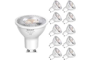 WAXP GU10 LED Spot Light Bulbs Warm White 5W, 3000K, 365lm, No Flickering, Energy Saving Light Bulbs, Equivalent 40-50W GU10 Halogen Spotlight Bulbs, Non-Dimmable, 10 Pack