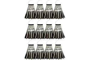 GENERIC Feather Badminton Shuttlecocks,Great Stability and Durability Birdies Shuttlecocks,Black Goose Feather Badminton Shuttlecocks,High Speed Training Badminton Birdie Balls,for Indoor Outdoor Sports