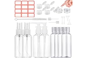 OKALABANDEE 21 Stück Reiseflaschen Set, 100 ml Leere Reiseflaschen, wiederverwendbares Nachfüllbare Reisebehälter, tragbare Plastikflaschen Leer Flug Flasche Set für Reisen