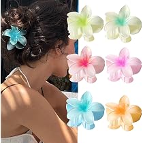 HSAJS 6 Stück Blumen Haarspangen Hawaii-Stil – Rutschfeste Jaw Clips Mit Starkem Halt