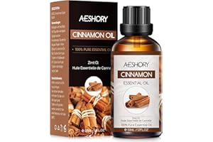AESHORY Aceite Esencial de Canela 50ML, Natural Aceite de Aromaterapia de Canela, Aceites de Fragancia Premium para Humidificador, Masaje, Baño, Cuidado la Piel, Relajación y Calma
