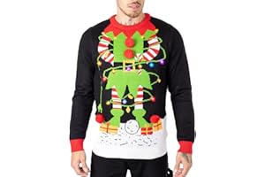 NOROZE Men's LED Christmas Jumper Unisex Gift Tree Elf Santa Xmas Sweater Pullover Top