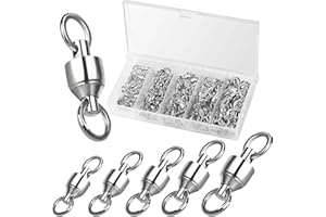 Annyswit 50 Pièces Émerillons de Pêche à Roulement à Billes, Tailles 0#-4#, Connecteurs Rapides Haute Résistance, Matériel en Alliage Haute Résistance pour la Pêche en Eau Salée et Douce