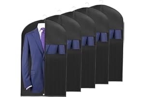 WAORZMK Garment Bags Suit Cover Bags for Men 5 PCS Dustproof Clothes Covers with Clear Window Suitable for Travel or Home Wardrobe Storage Breathable Suit Jacket Carrier 24 x 40 inch