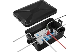 Sealong Groß Kabelbox Wasserdicht Outdoor mit Schildabdeckungen, IP55 Elektrobox Wasserdicht Aussen für Verlängerungskabel, Gartensteckdosen, Zeitschaltuhr Außenbereich (32x22x13 cm), Kabelbox Schwarz