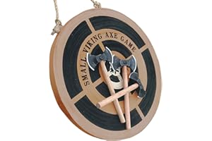 CUSIKAUA Wurfbeil-Spiel, Wikinger-Axt-Wurfspiel-Set mit Holzziel und 3 kleinen Beilen, Wurfaxt-Spiel für drinnen und draußen, geeignet für Freundestreffen, Büro, Bar