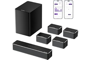 ULTIMEA 7.1 Soundbar per TV con App Intelligente, Potenza di 410W, Sistema Home Theater con Surround Virtuale, Soundbar TV con Subwoofer, 4 Altoparlanti Surround Regolabili, Poseidon D70