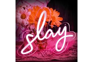 jklitio Slay Neon Sign Light - Pink LED Neon Sign for Wall Decor, USB Powered Neon Light with Dimmer for Bedroom, Preppy Office, Bar, Ideal Congrats Birthday Gifts for Women, Girls