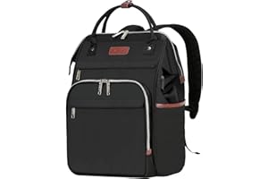 EMPSIGN Plecak na laptopa damski, 17 cali, duży plecak na laptopa, szeroko otwarty, plecak szkolny z portem ładowania USB, wodoodporny podróżny biznesowy plecak roboczy, torba na komputer, torba na