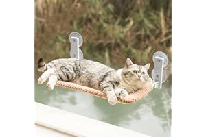 EDAGNY Hamac doux pour chat pliable - Chaise longue en peluche pour chat avec housse double face - Armature en acier stable - Peut supporter jusqu'à 18 kg - Marron M