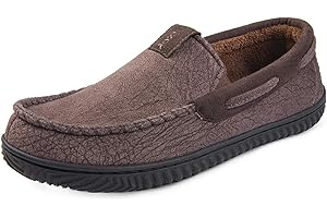 Zizor Pantoufles pour homme en daim - Avec semelle en caoutchouc antidérapante - Pour l'intérieur et l'extérieur