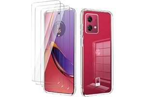 LYZXMY Hülle für Motorola Moto G84 5G(6.5") Transparent Handyhülle + 3 Stück Gehärtetes Glas Schutzfolie, Case Weich Silikon TPU Schutzhülle Cover 9H Härte HD Gehärtetes Glasfolie Glas