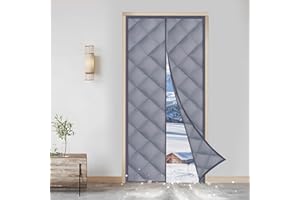 HZUISST Rideau de Porte Isolant Thermique, 90 x 200 cm Magnétique Isolant Thermique Porte, Rideau Thermique Porte D'entrée en Coton pour Porte de Cuisine et Salon