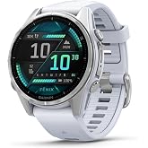 Garmin fenix 8 43 mm, AMOLED G&uuml;m&uuml;ş, Beyaz Taşlı Silikon Kayışlı, Akıllı Saat