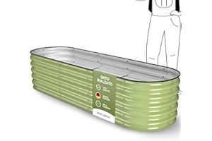 HOFGARTEN ® QuickGrow Orto Rialzato da Esterno in Acciaio Zincato | Inossidabile | Cassoni Orto con Fondo Aperto | 200L x 60P x 42A cm | Ortaggi, Erbe, Fiori (Verde)
