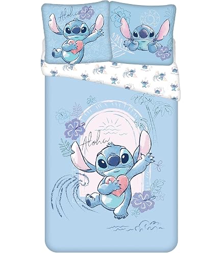 Parure De Lit 3 Pièces Stitch Disney - Housse De Couette 140x200 Cm + Drap-housse 90x200 + Taie 65x65 - Polycoton Doux, Motif Tropical - 10