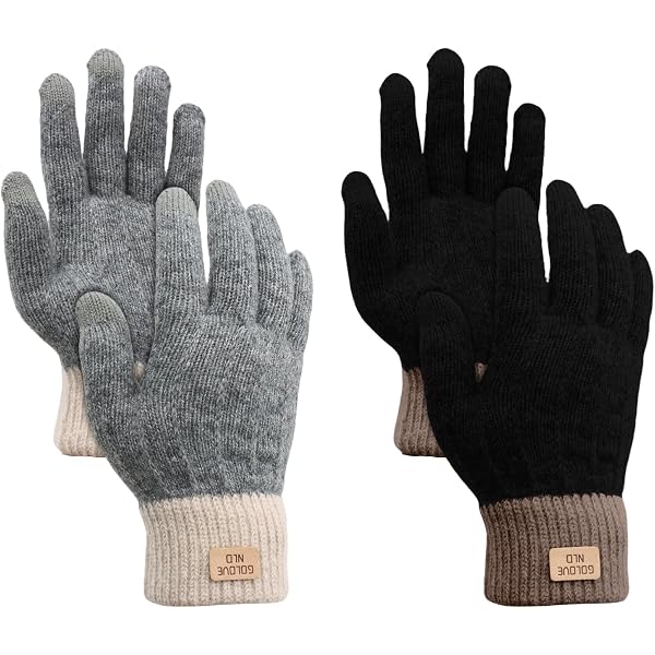 Lot 4 Paires Gants D'hiver Tactiles - Homme Femme - Doublure Polaire - Élastiques, Chauds - Pour écran Tactile - Noirs - BBXWANG
