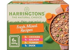 Harringtons Complete Wet Tray Grain Free Hypoallergenic Adult Dog Food Mixed Pack 6x400g - Chicken, Salmon, Turkey & Duck - Made with All Natural Ingredients