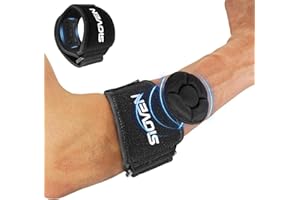 Sioven Tennis Elbow Support Strap for Men Women, Golfers Elbow Support with Removable Compression Pad, Adjustable Elbow Brace Sleeves for Tendonitis Relief, Sports & Daily Work (Black)