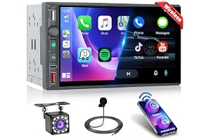 Inefala Autoradio Bluetooth 2 DIN kompatibilile med trådlöst CarPlay Android Auto 7 Pollici Touchscreen Stereo Automatiskt Supporta Bluetooth/Mirror Link/FM AM RDS Radio/USB/Tipo-C/EQ Posteriore