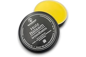 Baumhirsch Holz Balsam lebensmittelecht zertifiziert – 100% Natürliches Holzwachs farblos ohne Zusatzstoffe made in Germany - Bienenwachs & Leinöl – Möbelpolitur für Holz und Möbel (60ml, Lemongras)