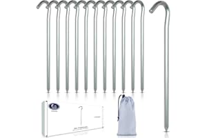 AIBELI 12 Pezzi Picchetti per Tende in Alluminio Aeronautico Duro, 18 cm/7" Pioli da Tenda, Picchetti per Tende da Campeggio, Picchetti per Accessori da Campeggio, Giardinaggio, Pesca, Tende, ecc.