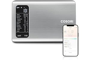 COSORI Smart Kitchen Scales Food with Nutritional Calculator, Nutrition Scale with 19 Nutrients Tracking, Calorie Counting for Weight Loss&Fitness, Free App&Bluetooth, Premium Stainless Steel, Silver