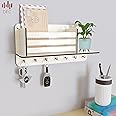 DFC Okley Key Holder for Home | Wooden Key Holder for Wall Key Chain Holders for Wall | Key (7 Hooks) (Hiland Pine White)