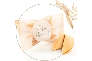 ‎LUCKY TREATS Lucky Treats | Schön, dass du da bist Glückskekse Beige Pampas| 25 Stück | Mit liebevollen Botschaften auf Deutsch und Englisch | Gastgeschenke für Hochzeit & Taufe| Made in Germany