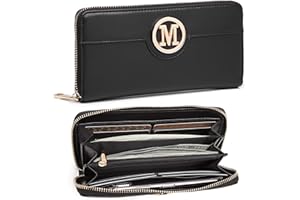 Miss Lulu Purses for Women Long Wallet Ladies Zipper Pocket Multiple Card Slots PU Leather with Metal Buckle