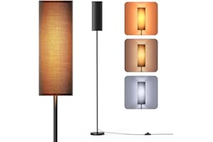 Homuserr Lampadaire:3 Températures de Couleur, Lampe de Salon sur Pied avec Ampoule LED, Lampe sur pied pour Salon, Chambre, Bureau,Abat-jour noir