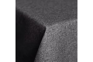 Yrendenge Obrus o wyglądzie lnu, odporny na działanie wody, zmywalny, odporny na plamy, o wyglądzie lnu, z efektem lotosu, łatwy w pielęgnacji, lniany, szary, 130 x 220 cm