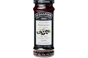 St Dalfour Blackcurrant Jam, Natural Fruit Spread, No Added Sugar, Premium Quality Spread, Pack of 6 x 284g Jar