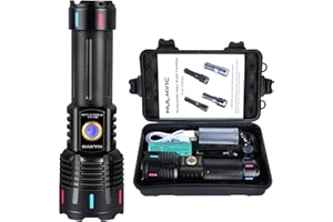 Nulmvic Torcia LED Potente Professionale: 500000 Lumen Torcia Led Ricaricabile USB - LEP Torcia Tattica Militare IP67 Torce LED Alta Potenza Ricaricabili Per Campeggio Trekking Emergenza