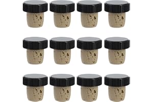 Westmark 482020E4 Lot de 12 bouchons pour bouteilles de vin, spiritueux, huile ou vinaigre, liège naturel/plastique, marron clair/noir, Non Renseigné