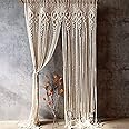 medla Macrame Wall Hanging large, Handcrafted Boho Tapestry 90W×180L CM Woven Tapestry Bohemian Wall Art Macrame Curtain Cotton Handmade Woven Art for Window and Door Wedding Backdrop