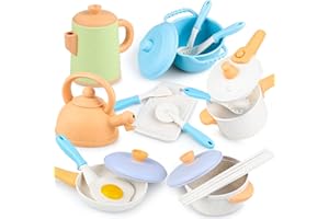 Kizplays Kinderküche Zubehör, Matschküche Outdoor, 16-teilig, Realistisches Design, Sicher und Zuverlässig, Spielzeug Küchenzubehör, Topfset für Rollenspiele -Geschenk für Kinder ab 3 Jahren